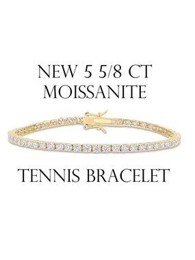 NEW Miadora 5 5/8ct Created Moissanite Tennis Bracelet Yellow Sterling Silver